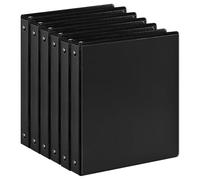 1-inch 3 Ring Binder with 2 Interior Pockets, 1'' Basic Binders Holds US Letter Size 8.5'' x 11'' Paper - Versatile Binders for Office, Home, and School Use, 6 Pack (Black)