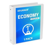 1-inch 3-Ring Binders, 1'' Round Rings Binder, US Letter Size 8.5 x 11'', 200 Sheet Capacity, ClearVue Presentation View, Non-Stick, White (1)