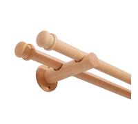 1 Inch Blackout Curtain Rod with Bracket Solid Wood Splicing Track for Doors & Windows 100cm (39.4in) Double Pole Half Curtain Rings Durable & Stylish.