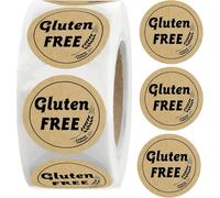 1 Inch Brown Kraft Gluten Free Stickers - Food Rotating Label for Retail Package - 500pcs