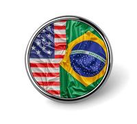1 Inch Button Badges American and Brazilian Flags Chest Pins Aluminium Alloy for Coat Backpack