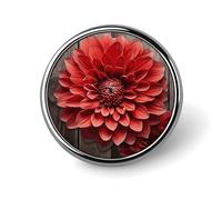 1 Inch Button Badges Flower Red Dahlia Chest Pins Aluminium Alloy for Coat Backpack