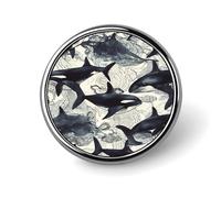 1 Inch Button Badges Killer Whale Chest Pins Aluminium Alloy for Coat Backpack