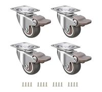 1 Inch Casters,Low Profile Casters Set of 4,Small Furniture Casters Heavy Duty,Rubber Caster Wheels with Brakes,Swivel Locking Wheels for Furniture (with Lock,160 lbs for 4 Pack)