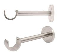 1 inch Curtain Rod Bracket Brushed Nickel, 2pcs Curtain Rod Wall Brackets Long 5 inch Projection Bracket Holder with Installation Accessories Included, Set of 2, Brushed Nickel