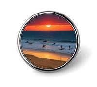 1 Inch Custom Beach Red Sunset Lapel Pins for Suits Funny Brooches for Men Women Vintage Pin Badges for Bags Jackets Backpacks Hats Button Badge Collection Gifts-Round