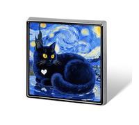 1 Inch Custom Black Cat Lapel Pins for Suits Funny Brooches for Men Women Vintage Pin Badges for Bags Jackets Backpacks Hats Button Badge Collection Gifts-Square