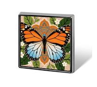 1 Inch Custom Boho Mandala Butterfly Lapel Pins for Suits Funny Brooches for Men Women Vintage Pin Badges for Bags Jackets Backpacks Hats Button Badge Collection Gifts-Square