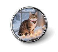 1 Inch Custom Cat by The Christmas Window Lapel Pins for Suits Funny Brooches for Men Women Vintage Pin Badges for Bags Jackets Backpacks Hats Button Badge Collection Gifts-Round
