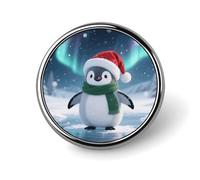 1 Inch Custom Christmas Penguin Lapel Pins for Suits Funny Brooches for Men Women Vintage Pin Badges for Bags Jackets Backpacks Hats Button Badge Collection Gifts-Round