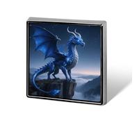 1 Inch Custom Cool Blue Dragon Lapel Pins for Suits Funny Brooches for Men Women Vintage Pin Badges for Bags Jackets Backpacks Hats Button Badge Collection Gifts-Square