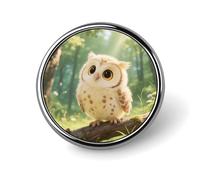 1 Inch Custom Cute Owl Cub Lapel Pins for Suits Funny Brooches for Men Women Vintage Pin Badges for Bags Jackets Backpacks Hats Button Badge Collection Gifts-Round
