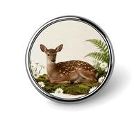 1 Inch Custom Deer on Mossy Ground Lapel Pins for Suits Funny Brooches for Men Women Vintage Pin Badges for Bags Jackets Backpacks Hats Button Badge Collection Gifts-Round