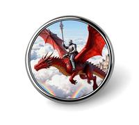 1 Inch Custom Dragon Knight Legend Lapel Pins for Suits Funny Brooches for Men Women Vintage Pin Badges for Bags Jackets Backpacks Hats Button Badge Collection Gifts-Round