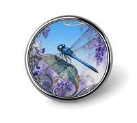 1 Inch Custom Dragonfly Jacaranda Leaf Lapel Pins for Suits Funny Brooches for Men Women Vintage Pin Badges for Bags Jackets Backpacks Hats Button Badge Collection Gifts-Round