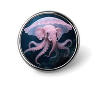 1 Inch Custom Dumbo Octopus Lapel Pins for Suits Funny Brooches for Men Women Vintage Pin Badges for Bags Jackets Backpacks Hats Button Badge Collection Gifts-Round
