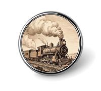1 Inch Custom Etching Train Lapel Pins for Suits Funny Brooches for Men Women Vintage Pin Badges for Bags Jackets Backpacks Hats Button Badge Collection Gifts-Round
