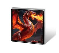 1 Inch Custom Fire Dragon Lapel Pins for Suits Funny Brooches for Men Women Vintage Pin Badges for Bags Jackets Backpacks Hats Button Badge Collection Gifts-Square