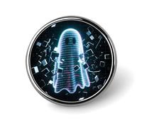 1 Inch Custom Glitch Ghost Lapel Pins for Suits Funny Brooches for Men Women Vintage Pin Badges for Bags Jackets Backpacks Hats Button Badge Collection Gifts-Round