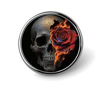 1 Inch Custom Gothic Skull And Black Rose Lapel Pins for Suits Funny Brooches for Men Women Vintage Pin Badges for Bags Jackets Backpacks Hats Button Badge Collection Gifts-Round