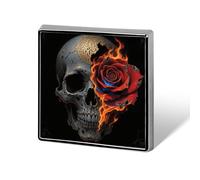 1 Inch Custom Gothic Skull And Black Rose Lapel Pins for Suits Funny Brooches for Men Women Vintage Pin Badges for Bags Jackets Backpacks Hats Button Badge Collection Gifts-Square