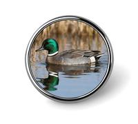 1 Inch Custom Green-headed Duck Water Lapel Pins for Suits Funny Brooches for Men Women Vintage Pin Badges for Bags Jackets Backpacks Hats Button Badge Collection Gifts-Round