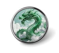1 Inch Custom Jade Dragon Cloud Lapel Pins for Suits Funny Brooches for Men Women Vintage Pin Badges for Bags Jackets Backpacks Hats Button Badge Collection Gifts-Round