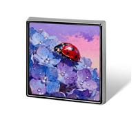 1 Inch Custom Ladybug on Hydrangea Lapel Pins for Suits Funny Brooches for Men Women Vintage Pin Badges for Bags Jackets Backpacks Hats Button Badge Collection Gifts-Square