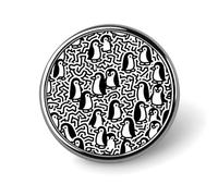 1 Inch Custom Little Penguin Doodle Lapel Pins for Suits Funny Brooches for Men Women Vintage Pin Badges for Bags Jackets Backpacks Hats Button Badge Collection Gifts-Round