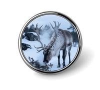 1 Inch Custom Male Red Deer Lapel Pins for Suits Funny Brooches for Men Women Vintage Pin Badges for Bags Jackets Backpacks Hats Button Badge Collection Gifts-Round