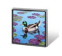 1 Inch Custom Mallard on Water Lily Lapel Pins for Suits Funny Brooches for Men Women Vintage Pin Badges for Bags Jackets Backpacks Hats Button Badge Collection Gifts-Square