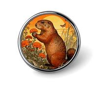 1 Inch Custom Marmot Marigold Patch Lapel Pins for Suits Funny Brooches for Men Women Vintage Pin Badges for Bags Jackets Backpacks Hats Button Badge Collection Gifts-Round