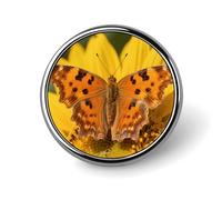 1 Inch Custom Orange Butterfly Lapel Pins for Suits Funny Brooches for Men Women Vintage Pin Badges for Bags Jackets Backpacks Hats Button Badge Collection Gifts-Round