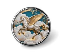 1 Inch Custom Pegasus Cloud Flight Lapel Pins for Suits Funny Brooches for Men Women Vintage Pin Badges for Bags Jackets Backpacks Hats Button Badge Collection Gifts-Round