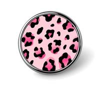 1 Inch Custom Pink Leopard Lapel Pins for Suits Funny Brooches for Men Women Vintage Pin Badges for Bags Jackets Backpacks Hats Button Badge Collection Gifts-Round