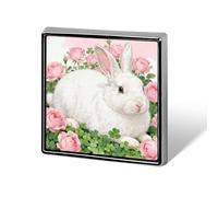 1 Inch Custom Rabbit in Pink Roses Lapel Pins for Suits Funny Brooches for Men Women Vintage Pin Badges for Bags Jackets Backpacks Hats Button Badge Collection Gifts-Square