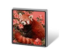 1 Inch Custom Red Panda in Azalea Lapel Pins for Suits Funny Brooches for Men Women Vintage Pin Badges for Bags Jackets Backpacks Hats Button Badge Collection Gifts-Square