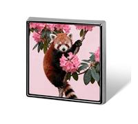 1 Inch Custom Red Panda in Azaleas Lapel Pins for Suits Funny Brooches for Men Women Vintage Pin Badges for Bags Jackets Backpacks Hats Button Badge Collection Gifts-Square