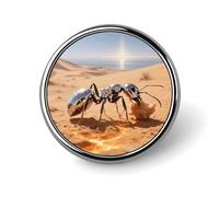 1 Inch Custom Saharan Silver Ant Foraging Lapel Pins for Suits Funny Brooches for Men Women Vintage Pin Badges for Bags Jackets Backpacks Hats Button Badge Collection Gifts-Round