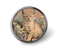 1 Inch Custom Sand Cat in Camelthorn Lapel Pins for Suits Funny Brooches for Men Women Vintage Pin Badges for Bags Jackets Backpacks Hats Button Badge Collection Gifts-Round