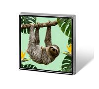 1 Inch Custom Sloth on Green Branches Lapel Pins for Suits Funny Brooches for Men Women Vintage Pin Badges for Bags Jackets Backpacks Hats Button Badge Collection Gifts-Square