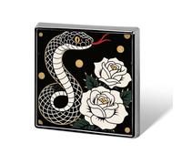 1 Inch Custom Snake Red Flower Lapel Pins for Suits Funny Brooches for Men Women Vintage Pin Badges for Bags Jackets Backpacks Hats Button Badge Collection Gifts-Square