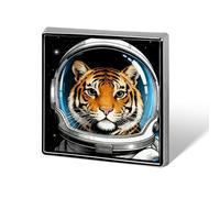 1 Inch Custom Space Astronaut Tiger Lapel Pins for Suits Funny Brooches for Men Women Vintage Pin Badges for Bags Jackets Backpacks Hats Button Badge Collection Gifts-Square
