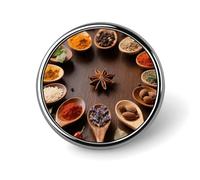 1 Inch Custom Spices Seasoning Spoon Lapel Pins for Suits Funny Brooches for Men Women Vintage Pin Badges for Bags Jackets Backpacks Hats Button Badge Collection Gifts-Round