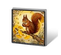 1 Inch Custom Squirrel Ginkgo Branch Lapel Pins for Suits Funny Brooches for Men Women Vintage Pin Badges for Bags Jackets Backpacks Hats Button Badge Collection Gifts-Square