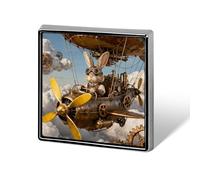 1 Inch Custom Steampunk Rabbit Pilot Lapel Pins for Suits Funny Brooches for Men Women Vintage Pin Badges for Bags Jackets Backpacks Hats Button Badge Collection Gifts-Square