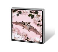1 Inch Custom Sugar Glider over Cherry Blossoms Lapel Pins for Suits Funny Brooches for Men Women Vintage Pin Badges for Bags Jackets Backpacks Hats Button Badge Collection Gifts-Square