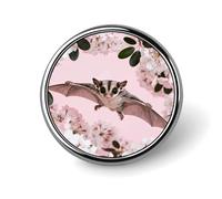 1 Inch Custom Sugar Glider over Cherry Blossoms Lapel Pins for Suits Funny Brooches for Men Women Vintage Pin Badges for Bags Jackets Backpacks Hats Button Badge Collection Gifts-Round