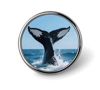 1 Inch Custom Whale Tail Lapel Pins for Suits Funny Brooches for Men Women Vintage Pin Badges for Bags Jackets Backpacks Hats Button Badge Collection Gifts-Round