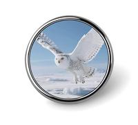 1 Inch Custom White Snowy Owl Lapel Pins for Suits Funny Brooches for Men Women Vintage Pin Badges for Bags Jackets Backpacks Hats Button Badge Collection Gifts-Round